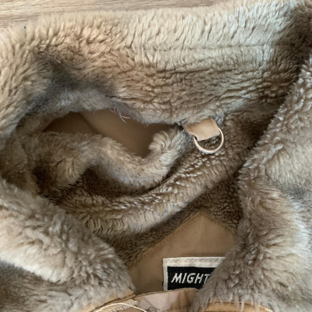 Men's Khaki Insulated Jacket with Faux Fur Collar - Picture 7 of 9